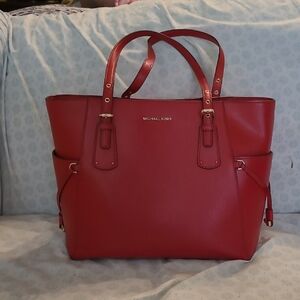 Michael Kors Cherry Red Tote Bag In Excellent Condition